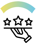 Curved gradient line with blue yellow shades on black background, service icon